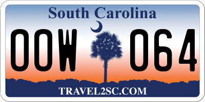 SC license plate OOW064
