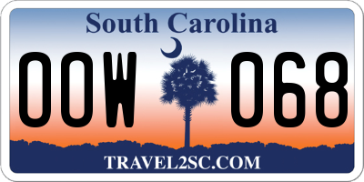 SC license plate OOW068
