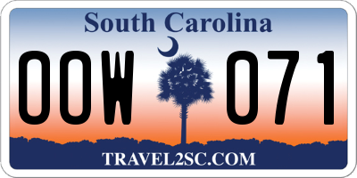 SC license plate OOW071