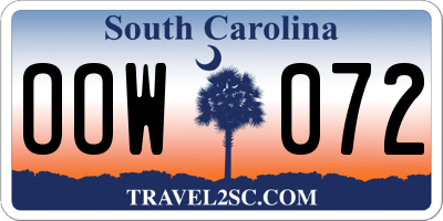 SC license plate OOW072