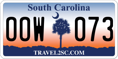 SC license plate OOW073