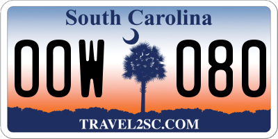 SC license plate OOW080