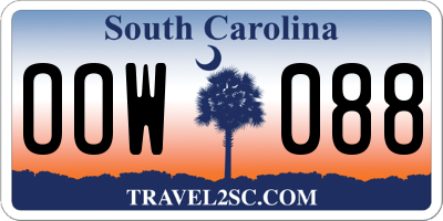 SC license plate OOW088