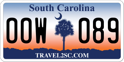 SC license plate OOW089