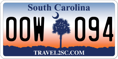 SC license plate OOW094