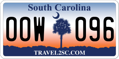 SC license plate OOW096