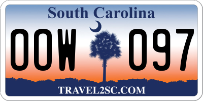 SC license plate OOW097