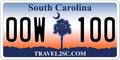 SC license plate OOW100