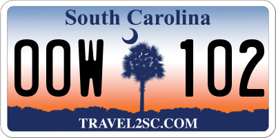 SC license plate OOW102