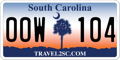 SC license plate OOW104