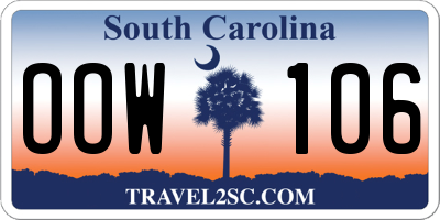 SC license plate OOW106
