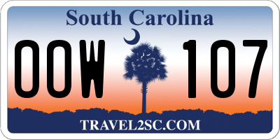 SC license plate OOW107