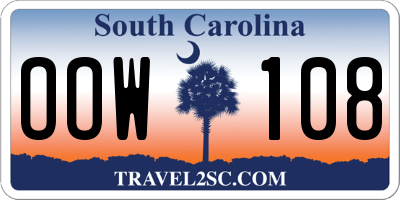 SC license plate OOW108