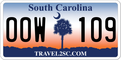 SC license plate OOW109