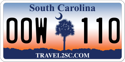 SC license plate OOW110