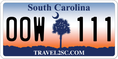 SC license plate OOW111