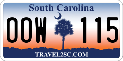 SC license plate OOW115