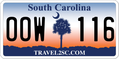SC license plate OOW116