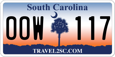 SC license plate OOW117