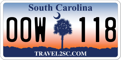 SC license plate OOW118