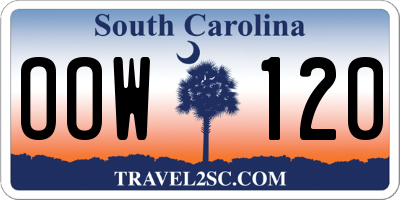 SC license plate OOW120