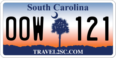 SC license plate OOW121