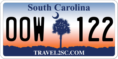 SC license plate OOW122