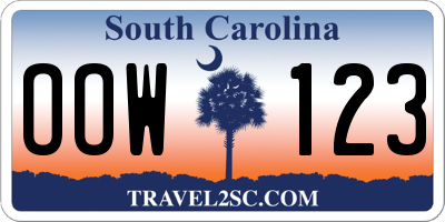 SC license plate OOW123