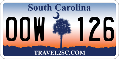 SC license plate OOW126