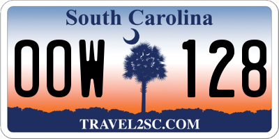 SC license plate OOW128