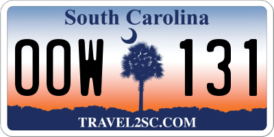 SC license plate OOW131