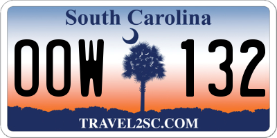 SC license plate OOW132