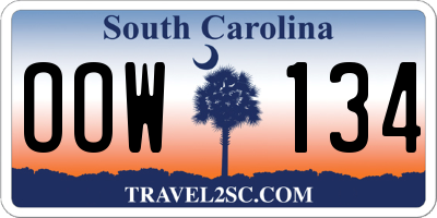 SC license plate OOW134