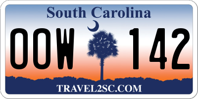 SC license plate OOW142