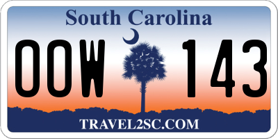 SC license plate OOW143