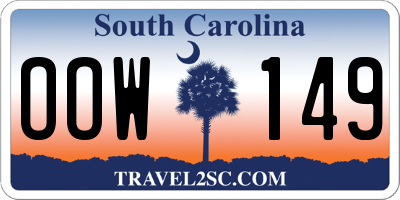 SC license plate OOW149