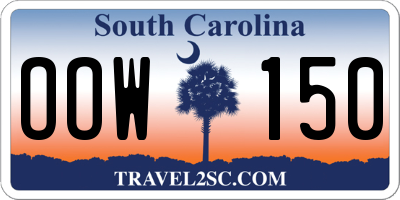SC license plate OOW150