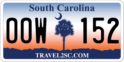 SC license plate OOW152