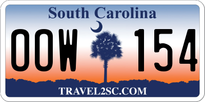 SC license plate OOW154