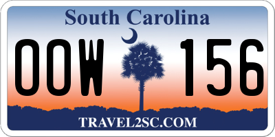SC license plate OOW156