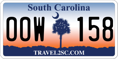 SC license plate OOW158