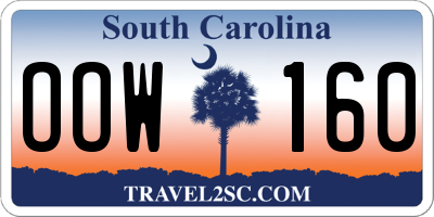 SC license plate OOW160
