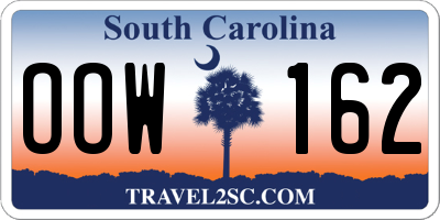 SC license plate OOW162