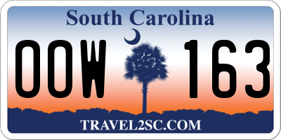 SC license plate OOW163