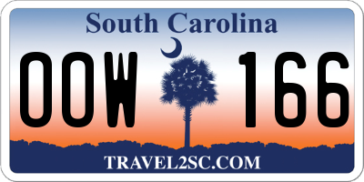 SC license plate OOW166