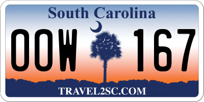 SC license plate OOW167