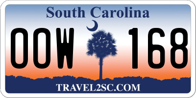 SC license plate OOW168