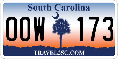 SC license plate OOW173
