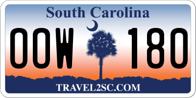 SC license plate OOW180
