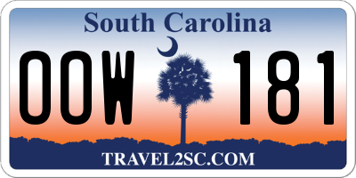 SC license plate OOW181